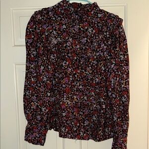 Who What Wear Black Floral Blouse